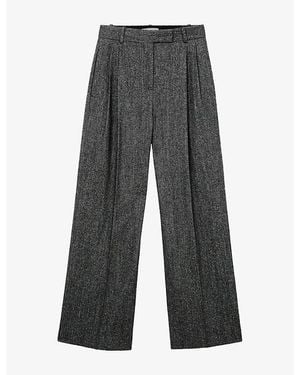 Reiss Camila Wide-Leg Wool And Silk Trousers - Grey