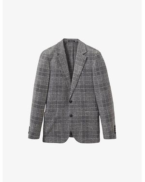 Reiss Feel Check-Print Woven Blazer - Gray