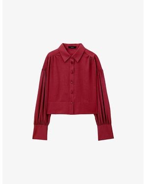 JOSEPH Anais Cropped Wool-Blend Blouse - Red