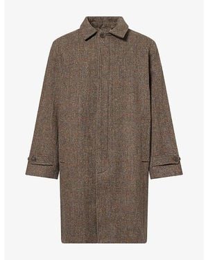 Palmes Cedric Longline Tweed Wool Coat - Brown