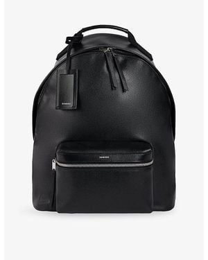 Sandro Brand-Tab Leather Backpack - Black