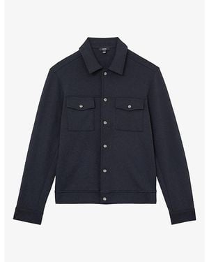 Reiss Thom Twin-Pocket Stretch Cotton-Blend Overshirt - Blue