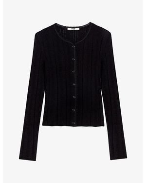 Maje Pointelle-Knit Cotton-Blend Vest Top And Cardigan Set - Black