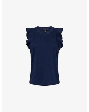 PAIGE Alaria Frilled Cotton Tank Top - Blue
