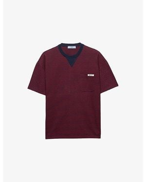 Prada Oversized Stripe-Print Cotton-Jersey T-Shirt - Purple