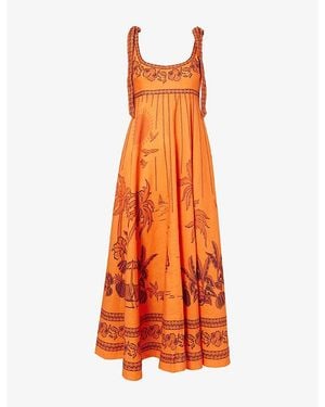 ALÉMAIS Boathouse Printed Cotton Sundress - Orange