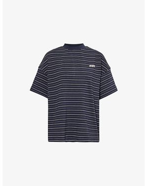 Sisters & Seekers Scott Striped-Print Cotton-Jersey T-Shirt - Blue