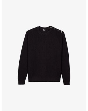 The Kooples Ribbed Round-Neck Cotton Jumper - Black