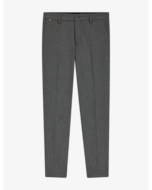 BOSS Tapered-Leg Slim-Fit Cotton-Blend Trousers - Grey