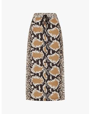 Whistles Limited Edition Snake-Print High-Rise Cotton Midi Skirt - Multicolour