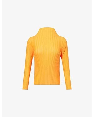 Pleats Please Issey Miyake Monthly Colors Long-Sleeve Knitted Top - Yellow