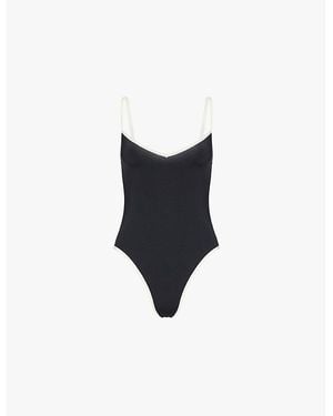 Cheap Monday Ravello V-Neckline Colour-Block Swimsuit - Black