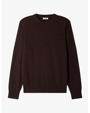 Sandro Long-Sleeve Crewneck Cashmere Jumper - Brown