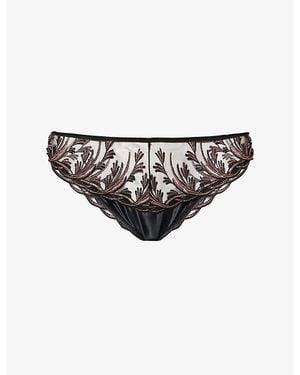 Aubade Cosmic Romance Satin And Lace Italian Briefs - Black