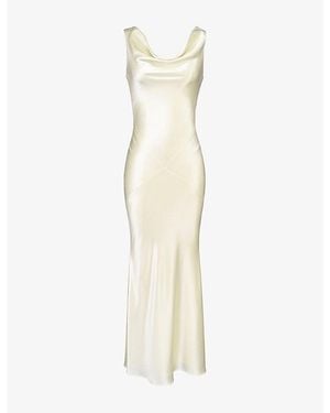 House Of Cb Safaira Cowl-Neck Satin Maxi Dress Xs (A-C Cup) - White