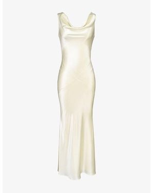 House Of Cb Safaira Cowl-Neck Satin Maxi Dress Xs (A-C Cup) - White
