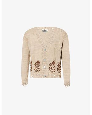 Kartik Research Intarsia Relaxed-Fit Knitted Cardigan - Natural