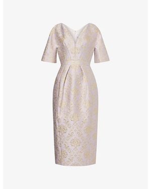 Huishan Zhang Maci Jacquard Cotton-Blend Midi Dress - Natural