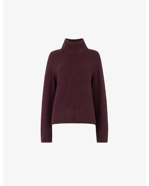 Whistles Relaxed-Fit Roll-Neck Knitted Jumper - Purple