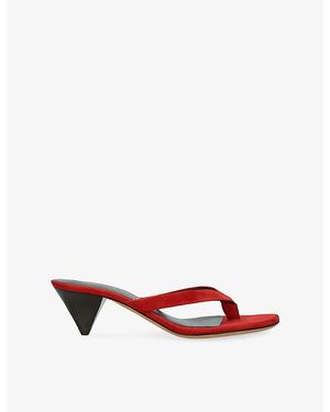 Jude Rooty Nubuck-Leather Heeled Sandals - Red