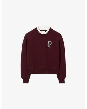 Claudie Pierlot Victorian-Collar Logo-Embroidered Cotton-Jersey Sweatshirt