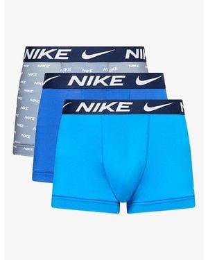 Nike Essential Micro Trunk Pack Of Three Stretch-Jersey Boxers - Blue