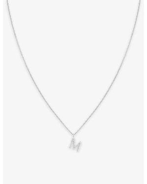 Astrid & Miyu Letter M-Plated Sterling- And Cubic Zirconia Pendant Necklace - Metallic