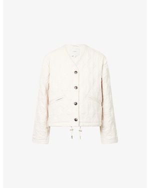 Varley Saba V-Neck Quilted Jacket - White