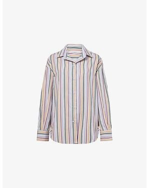 Faithfull the Brand En Vau Striped Oversized Cotton Shirt - White