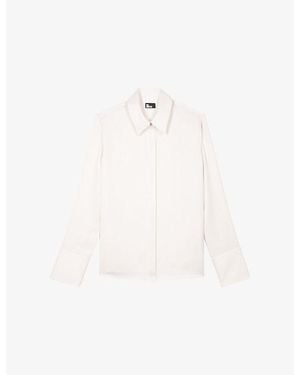 The Kooples Long-Sleeved Satin Shirt - White