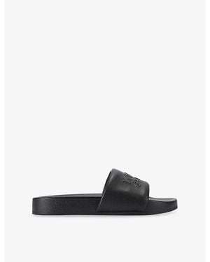 Kurt Geiger Stacked Faux-Leather Slides - Black