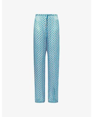 Dries Van Noten Pachas Striped Silk-Blend Pants - Blue