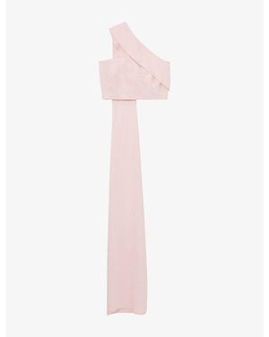 Reiss Emilia One-Shoulder Scarf Stretch-Woven Bustier Top - Pink