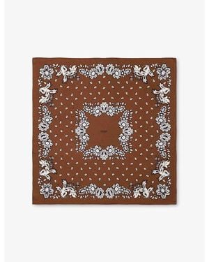 Maje Bandana-Print Silk Scarf - Brown
