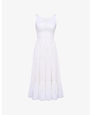 House Of Cb Sienna Sleeveless Stretch-Cotton Midi Dress Xs (A-C Cup) - White