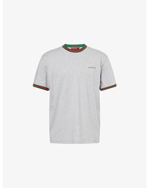 Gucci Embroidered-Logo Short-Sleeve Cotton T-Shirt - Multicolor