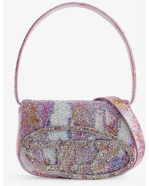 DIESEL Pink 1dr Crystal-embellished Leather Cross-body Bag - White
