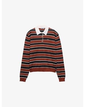 Prada Striped Silk Polo Shirt - Red