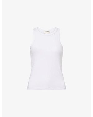 ADANOLA Ribbed Round-Neck Stretch-Modal Tank Top - White