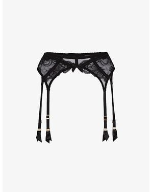 Agent Provocateur Rozlyn High-Rise Lace Suspenders - Black