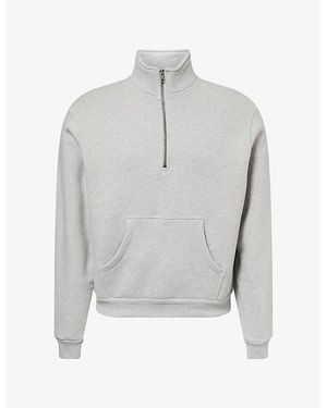 Austin Post Rodeo Fleece Mock Zip Cotton Jumper - Grey
