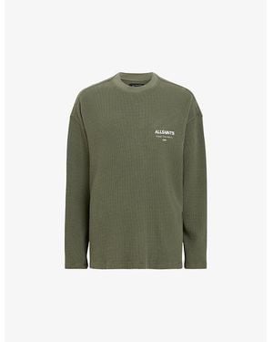 AllSaints Crypt Logo-Print Relaxed-Fit Organic-Cotton Jumper - Green