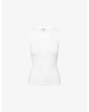 Agolde Poppy Ribbed Stretch-Woven Top - White