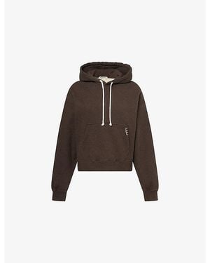 JW Anderson Curved-Hem Relaxed-Fit Cotton Hoody - Brown