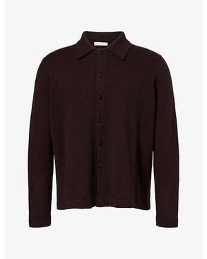 Umit Benan Winter Sunset Button-Up Cashmere-Blend Top - Black