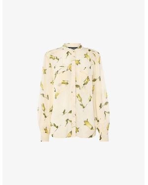 Whistles Floral-Print Long-Sleeve Woven Blouse - Metallic