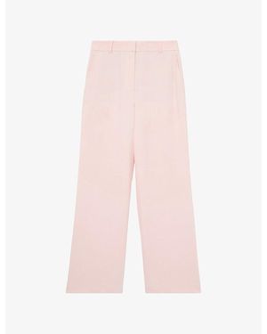 Reiss Emilia Wide-Leg High-Rise Stretch-Woven Trousers - Pink