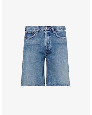 Agolde Anson Frayed-Hem Denim Shorts - Blue