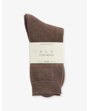 FALKE Cosy Calf-Length Knit Socks - Brown