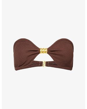 4th & Reckless Giulia Crinkle Bandeau Bikini Top - Brown